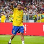 Ronaldinho and his samba dance on the field.